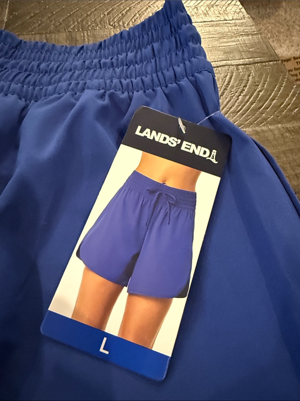 Lands' End Women's Cobalt Blue Smocked Waist Athletic Shorts w Pockets